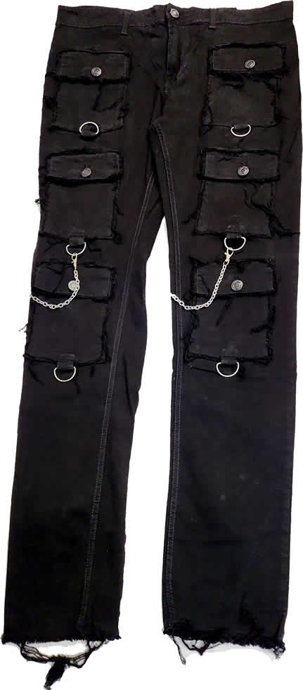 TAKER DENIM Slim Fit Black Denim Jeans with chains
