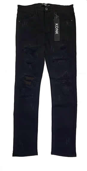 KDNK Brand Ripped Comfort Stretch Black Jeans (KNB3216)