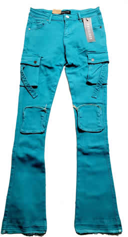 PHEELINGS Brand Super Slim Fit Comfort Stretch Jeans (Teal Blue)